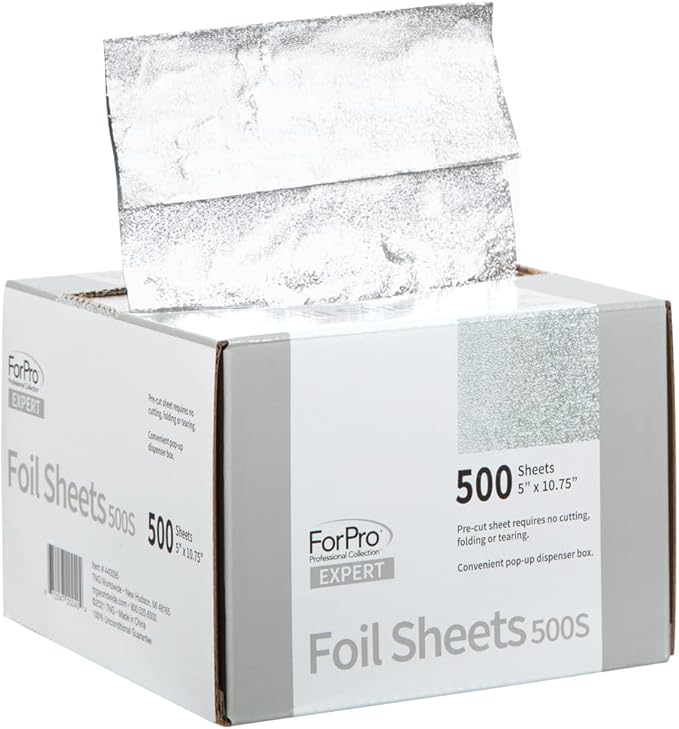 ForPro Expert Embossed Aluminum Foil Sheets 500S, Pop-Up Foil Dispenser, Hair & Food Safe, 5' W x 10.75' L, Pack of 2 (500-Count)