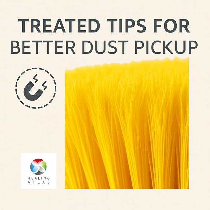 Aria Yellow Broom Head – 14” Sweeping Surface – Heavy-Duty Soft Flagged Bristles with Magnetic Effect – Universal Thread – Recycled PP – Indoor/Outdoor Sweeper (Yellow, ARIA)