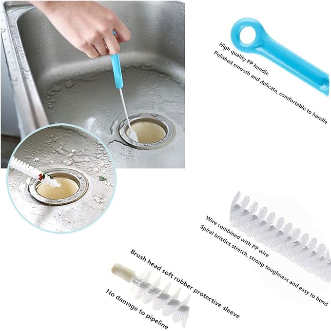 Jumper Joo Drain Snake Brush,Drain Brush for a Sink Drain, 28 inch (71cm), Sink Drain Brush Drain Clog Cleaning Brush,2pcs