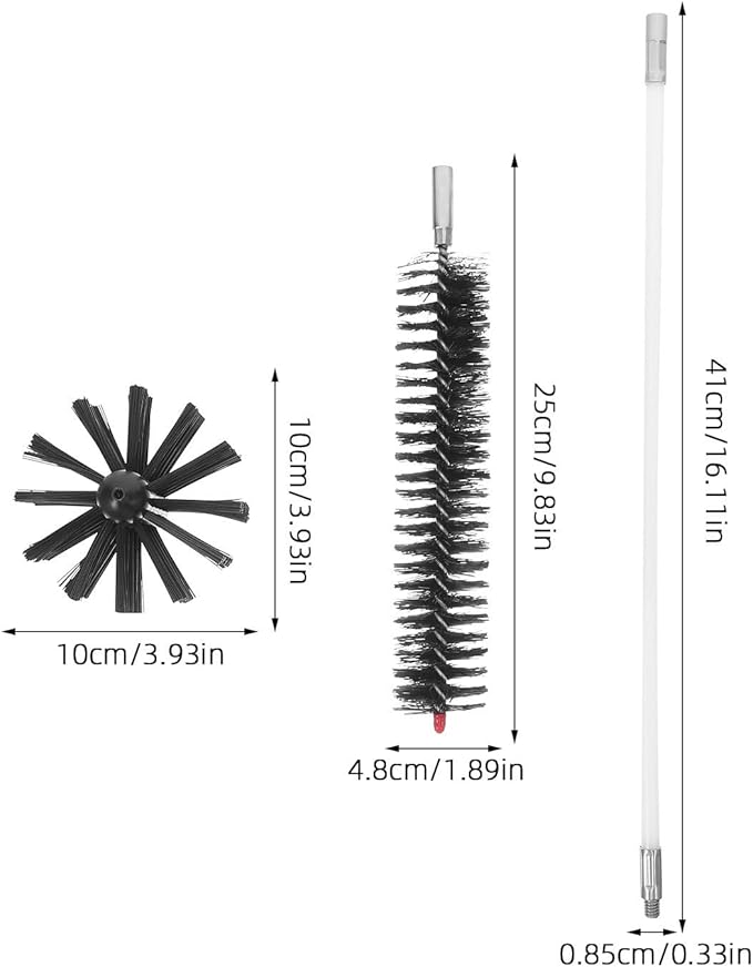 Chimney Cleaning Brush Set with Flexible Extendable Rods 4-Inch Wire Brush for Fireplace Stove Pipe Dryer Vent and Duct Cleaning 15Ft Reach Chimney Maintenance Kit