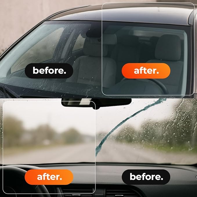 Automotive Oil Film Cleaning Brush for Car Windows, Windshield Oil Film Remover with Sponge Applicator and Microfiber Cloth for Effective Oil Film Removal and Enhanced Visibility During Daily Driving