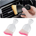 Blilo 2PCS Car Interior Detailing Brush with Dust Cover, Auto Soft Hair Cleaning Brushes, Scratch Free Curved Dirt Collectors, for Vehicle Dashboard Air Conditioner Vents Leather(White/Red)
