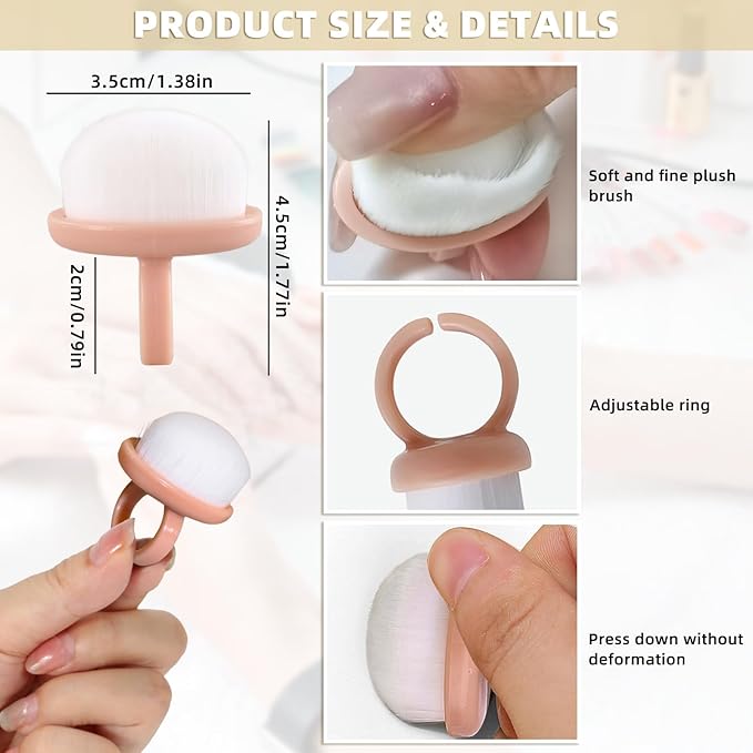 4Packs Nail Dust Cleaning Brush Ring,Soft Brushes for Clean Up Fingernails and Toenails Small Portable Nail Scrubber Brush Nail Duster Tools for Manicure and Pedicure (pink and white)