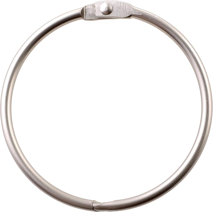 SlipX Solutions Brushed Nickel Simple Slide Shower Curtain Rings Provide Effortless Gliding on Standard Shower Rods (Rust Resistant, Snap Closure, Set of 12)