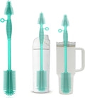 Silicone Bottle Brush,Double Sided with Sturdy Handle,Easy to Clean & Scratch-Free Brush for Baby Bottles,Sports Bottles,Insulated Bottles and 30/40 oz Tumblers(Green)