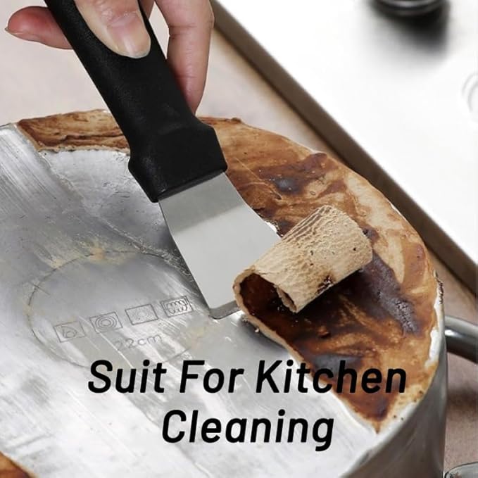 4 Pack Grill Scraper - Small Metal Grill Scraper Tool for Outdoor BBQ Stiff Grill Pan Cleaning Scraper Spatula - No need to change Flexible Blades