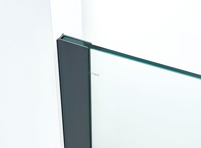 Pivot Shower Door, Adjustable Width 58.5-60" W x 76" H Hinged Shower Glass Door with 3/8" (10mm) Clear SGCC Tempered Glass with Nano Easy-Clean Coating, L01 Matte Black