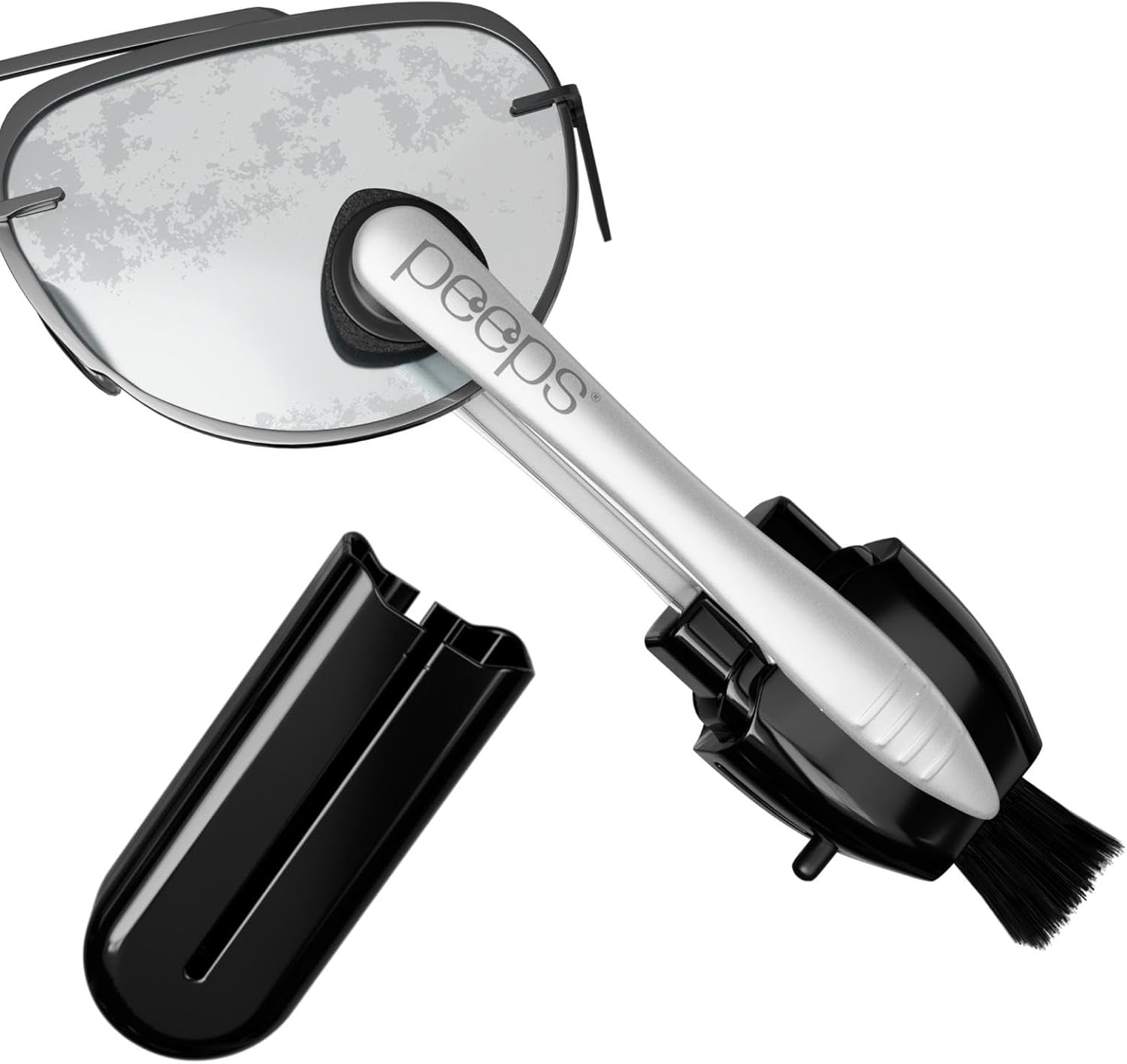 Peeps Glasses Cleaner - for Eyeglasses, Reading Glasses, and More - Lens Cleaner with Carbon Microfiber Tech-Injected Black-1 Count (Pack of 1)