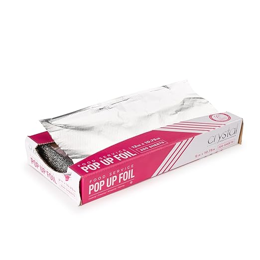 Crystal by Crystalware Aluminum - Precut Foil Sheets - Pop Up Foil Sheets for Storing, Cooking Food - Premium Aluminum Foil Wraps - 9” x 10.75” - 200 Sheets