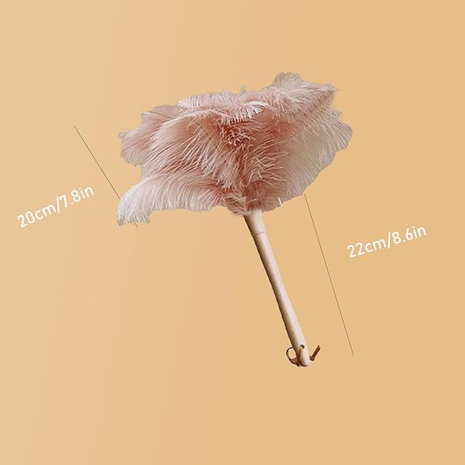 Ostrich Feather Dusters, Naturally Soft, Easy to Dust, Multi-Purpose Use, Solid Wood Handle, 17.3'' Long, Pink
