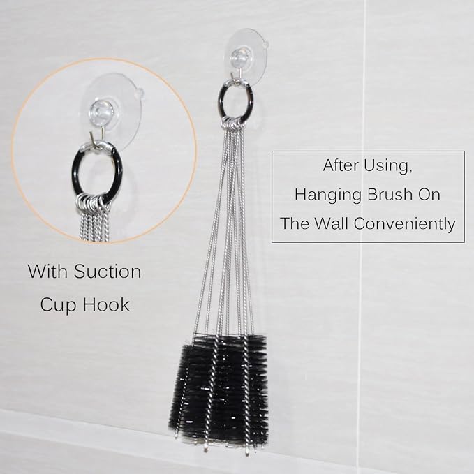 Eboot 10 Pcs 8.2 Inch Tube Cleaning Brushes Nylon Cleaner Brush Long Sink Drain Pipe Cleaning Brushes 10 Different Diameters for Bottle Straw Tumbler Home Sink Plumbing