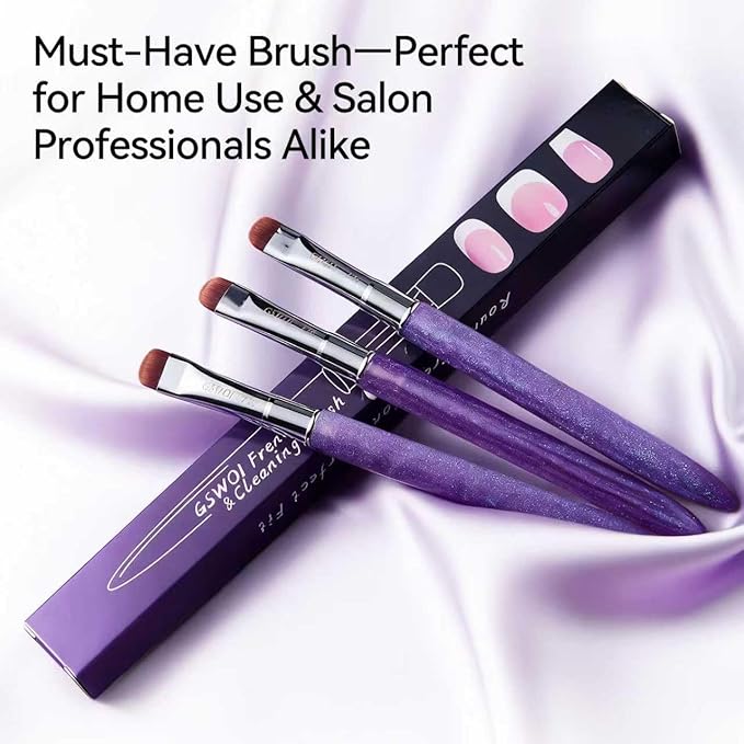 French Tip & Nail Cleaning Brush - Dual Function Gel Polish Clean Up Tool with Custom Firm Bristles for Professional Manicure (F16)