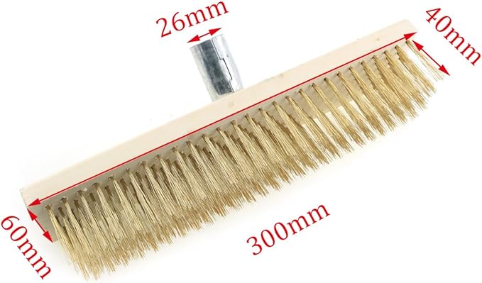 ZYAMY Stainless Steel Wire Floor Brush Head Multi Purpose Metal Wire Deck Brush 11.8 Inches for Scrubbing Concrete Stains Heavy Duty Cleaning Garage Patio Grill Yard Pavement Moss Cleaning Tool