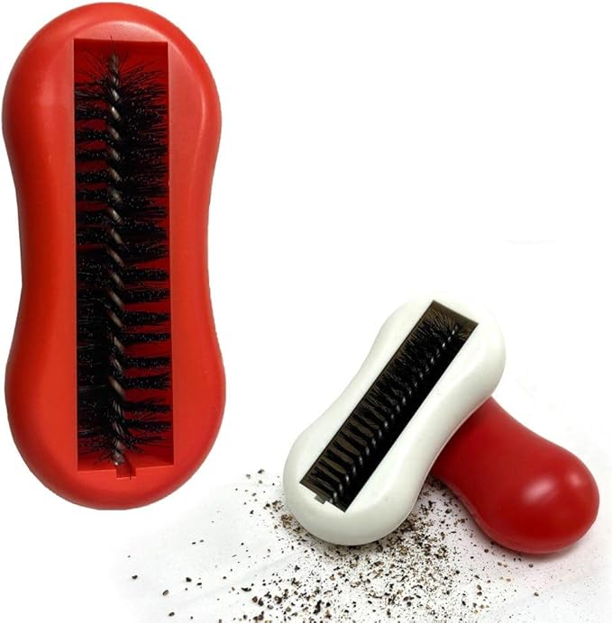 Table Crumb Sweeper 1 Pack White or Red 5.5" X 2.75" Inches Cleanning Brush Reusable Handheld Crumb Sweeper Nutshell Soft Bristles Debris Collector for Table Mat Bed Cleaner Rolling Portable Vacuum