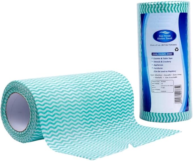 Non-Woven 2 Packs of Kitchen Towel Roll | Cleaning Wipes | Washable & Reusable Tissue Roll for Kitchen | Home Kitchen Cleaning Wipes | Kitchen Roll Reusable | 80 Wipes x 2 Rolls