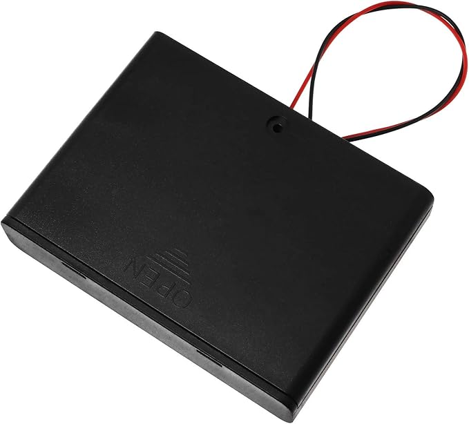 E-outstanding 9V Battery Holder 6X 1.5V AA Battery Storage Case Black Box with ON/Off Switch and Wire Leads