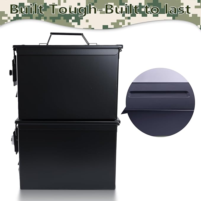 Ammo Can&Ammo Box, Fireproof & Waterproof Metal Storage Box - Perfect for Ammo, Lithium Batteries & RC Car Batteries