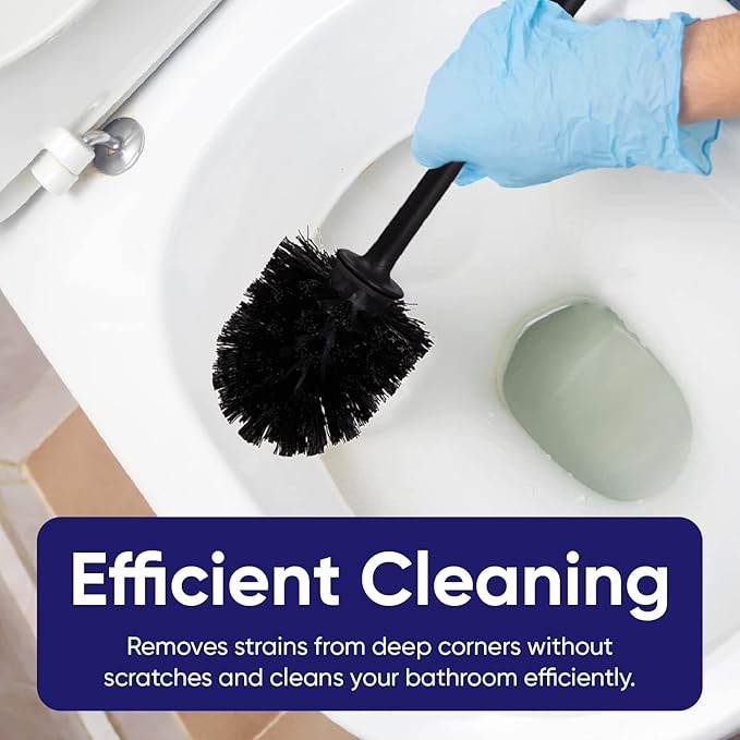 Toilet Brush Cleaner and Holder Black Toilet Bowl Cleaner Brush with Scrubbing Wand, Brush and Storage Caddy for Easy Bathroom Cleaning
