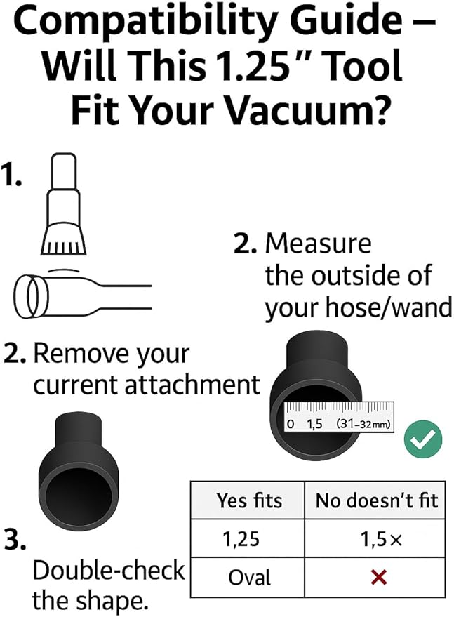 MP Maresh Products Soft Touch Deluxe Vacuum Cleaner Brush Attachment, Horse Hair Bristles for Hardwood & Wall Cleaning, Fits 1 1/4 Inch Vacuums Rigid Nozzle Dust Collector Pet Hair - Gray, 12 inch