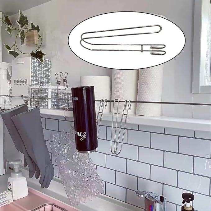 Bottle Drying Rack with Hanging Hook Attachment to Dish Drying Rack Space Saving Baby Bottles Holder Dryer for Kitchen Sink Caddy Organizer Cups Glass Tumblers Wine Decanter Mugs Mason Jars