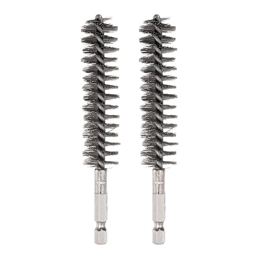 HARFINGTON 2pcs Stainless Steel Bore Brush 19mm Dia Cleaning Wire Brush with Handle 1/4 Inch Hex Shank for Tubes, Ports, Bearings