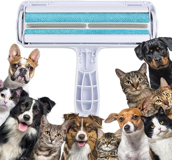 Pet Hair Remover Roller – Reusable Lint Roller for Dog & Cat Fur – Self-Cleaning Animal Hair Removal Tool for Furniture, Couch, Carpet, Bedding, Car & Clothing – No Sticky Tape Needed