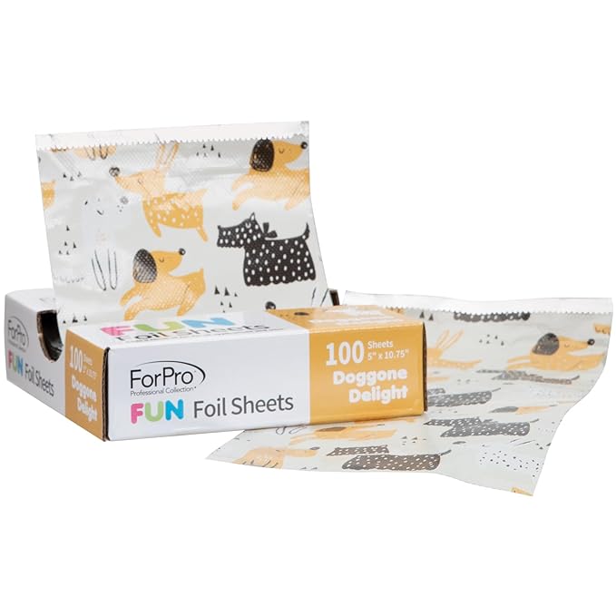 ForPro Professional Collection FUN Doggone Delight 5" Foil Sheets, Aluminum, Pop-Up Foil Dispenser, Hair Foils for Color Application & Highlighting Services, Food Safe, 5” W x 10.75” L, 100-Count