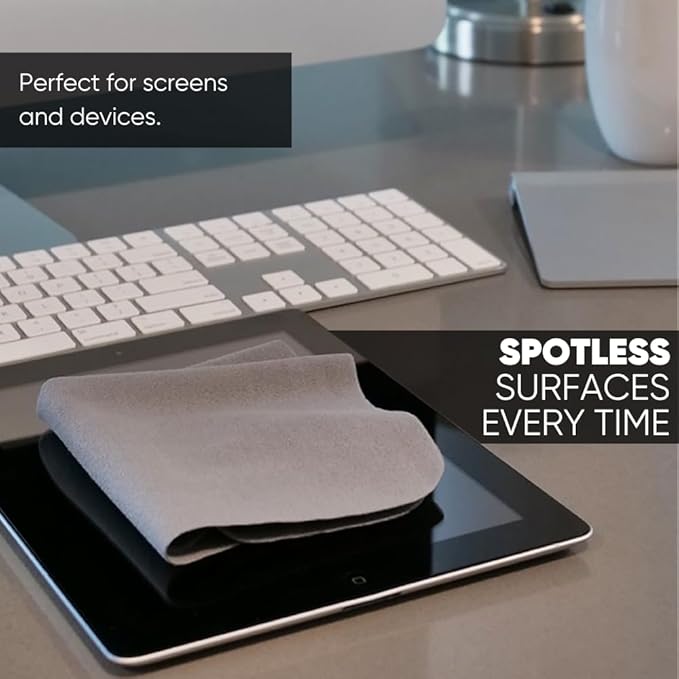 Premium Screen Cleaning Cloth by Microfiber Wholesale | Black | 10”x10” | 10pk | Soft Microfiber Suede | Mid-Size Reusable | No Lint Scratch-Free Durable | TVs Laptops Monitors