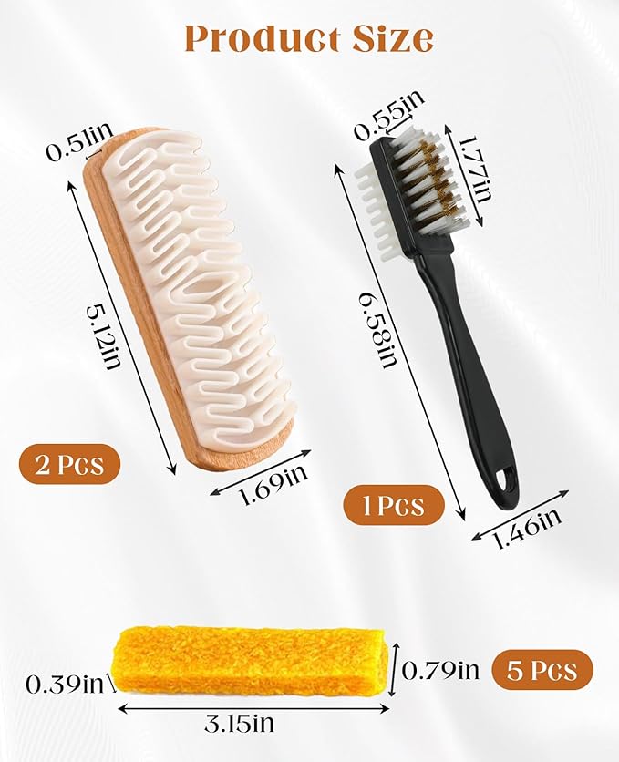 8PCS Suede Eraser and Brush Kit, Soft Cleaner for Shoes Jacket Nubuck Removing Stains