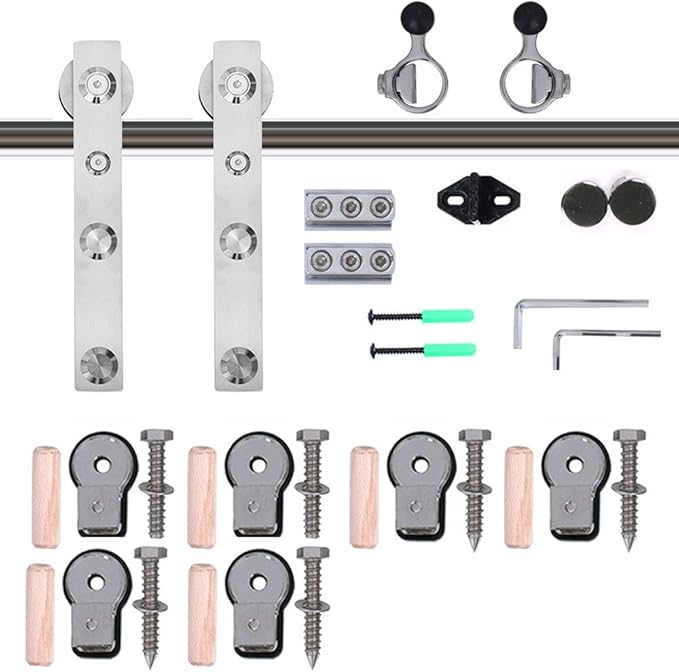 TSMST 6.6FT Sliding Barn Door Hardware Kit, Stainless Steel Heavy Duty Sturdy Barn Door Track for Single Wood Door, Slide Smoothly Quietly (L Style)