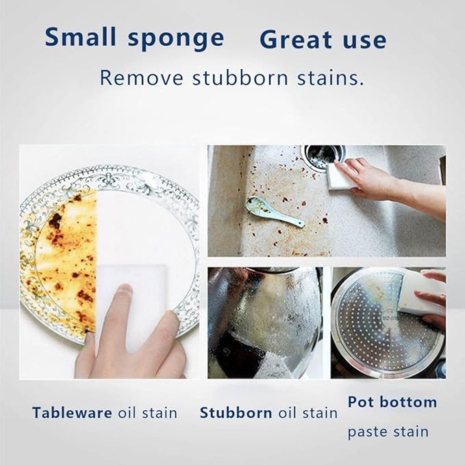 100 Pack Extra Thick Magic Cleaning Sponges - Reusable Eraser Sponge for All Surfaces - Kitchen-Bathroom-Furniture-Leather-Car-Steel - Just Add Water - Melamine - Universal Cleaner