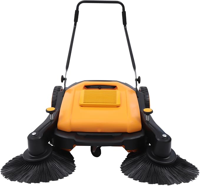 Outdoor Walk-Behind Hand Push Floor Sweeper Carpet Sweeper Manual Push Vacuum Non Electric Width Push Sweeper Adjustable Artificial Turf Vacuum for Walkway, Yard, Garage (41 Inch)