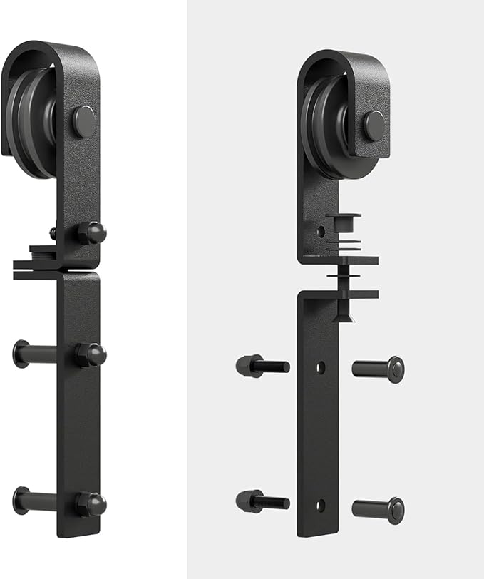 30" Bi-Folding Sliding Barn Door Hardware Track Kit,Smoothly&Quietly,Side Mounted Black Roller,Easy Install,Door Not Included [Fit Double 13" Bifold Doors]
