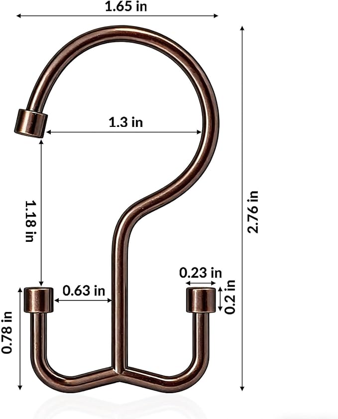 Goowin Shower Curtain Hooks, Shower Curtain Rings, Durable Rust Proof Shower Curtain Hangers, Double Glide Shower Rings for Curtain, Simple Shower Hooks for Shower Curtain, Bronze, 12 Pack-Cylinders