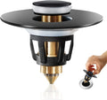 Black Bathroom Sink Stopper – Pop Up Drain Stopper & Sink Strainer, Universal Sink Plug for 1.1" to 1.5" Bathroom Sink Drain Pipes, Matte Black Finish
