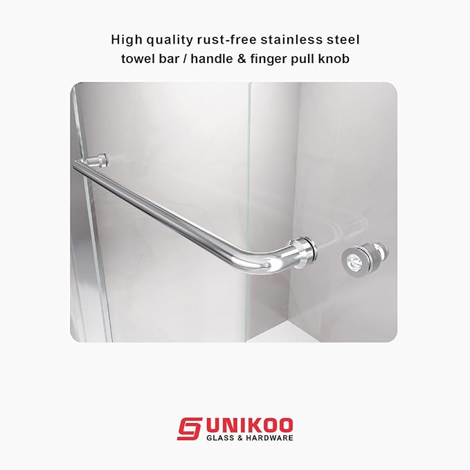 60" W x 76" H Double Sliding Frame Shower Door with 5/16" Clear Tempered Glass,Stainless Steel Roller Brackets,Waterproof Threshold Track,Easy-Cleaning Coating & Towel Bar/Knob, Bright Chrome