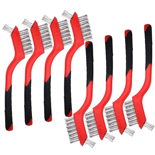 8pcs Premium Wire Brushes Set for Rust Removal, Paint Cleaning, and Metal Polishing - Versatile Tools for Automotive, Industrial, and Home Use - Durable Brass and Steel Brushes for Every Cleaning Task