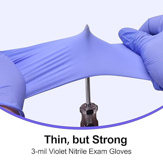 Disposable Nitrile Exam Gloves, 3-mil, XS, Case of 1000, Violet Nitrile Gloves Disposable Latex Free for Medical, Cleaning, Cooking & Esthetician, Food-Safe, Powder-Free, Non-Sterile, Purple