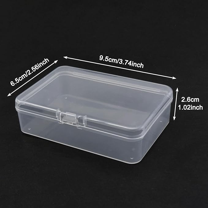 4 Pack Clear Rectangular Mini Storage Boxes for Business Cards, Accessories, Crafts, Screws, Bits, Batteries (3.7 * 2.6 * 1 inch)