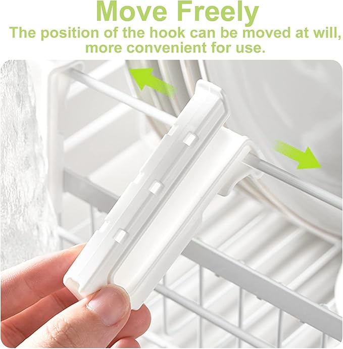 Cup Drying Hooks, 8Pcs Glass Bottle Drying Rack Hooks Shelf Basket Rack Hooks Bottle Drying Rack Stand Cup Holders for Dish Drainer Rack (White)