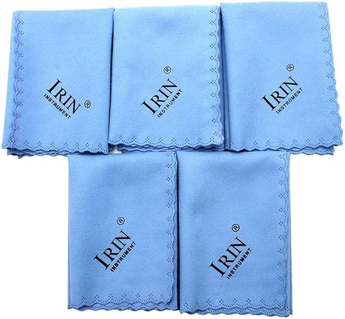 5pcs Microfiber Polishing Cleaning Cloth for Musical Instrument Guitar Piano Violin Sax Clarinet Flute Universal