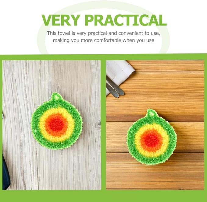 Garneck 5Pcs Dishwashing Towels Set Reusable Polyester Kitchen Cleaning Cloths Soft Round Dish Sponges Cleaning Scrubber with Hanging Loop for Dishes