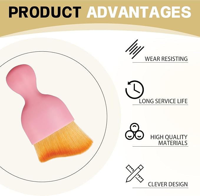 1Pcs Auto Soft Hair Brush Advanced Car Interior Detailing Brush for Dashboard Air Vent Gaps Dust Removal and Cleaning of Leather Surfaces Widely Used, Pink handle and yellowish-brown bristles