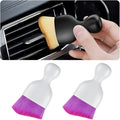 Blilo 2PCS Car Interior Detailing Brush with Dust Cover, Auto Soft Hair Cleaning Brushes, Scratch Free Curved Dirt Collectors, for Vehicle Dashboard Air Conditioner Vents Leather(White/Purple)
