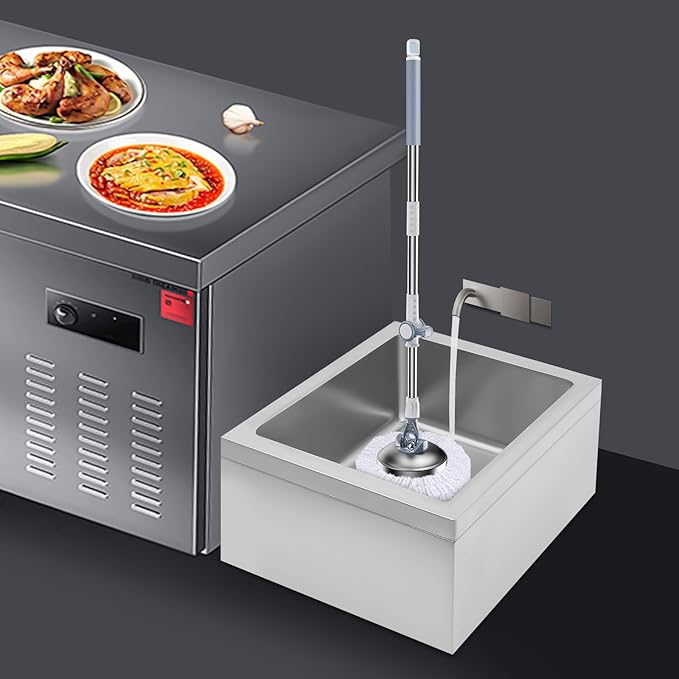 Commercial Floor Mop Sink, 19x 22x12 Inch Utility Room Service Basin Mop sink with Cleaning Tool Rack for Restaurant Kitchen Garage Basement Bathroom Stainless Steel No Baffles