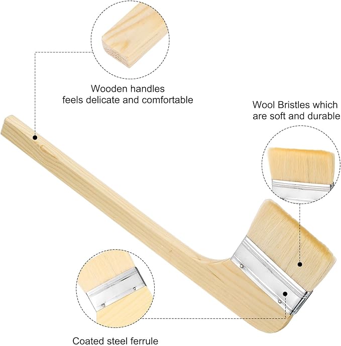 HARFINGTON Paint Brush 2Pcs 3" Brush Width Soft Wool Variety Angled Bend Brushes Radiator Paint Brush for Painting Furniture Walls Treatment, White