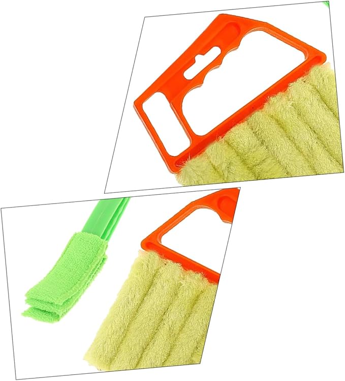 7-Finger Blinds Cleaning Brush and 3-Finger Window Shutter Brush 2pcs, Handheld Dusting Tool for Home Window and Air Conditioner Vent Cleaning, Orange and Green