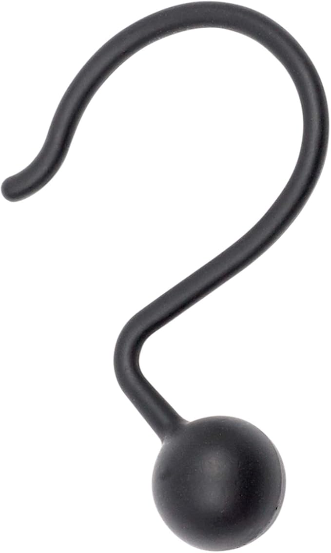 Zenna Home NeverRust Rustproof Aluminum Shower Curtain Hooks, Durable Smooth-Glide Shower Rings for Curtain, Elegant Corrosion-Resistant Shower Rings, Set of 12, Matte Black