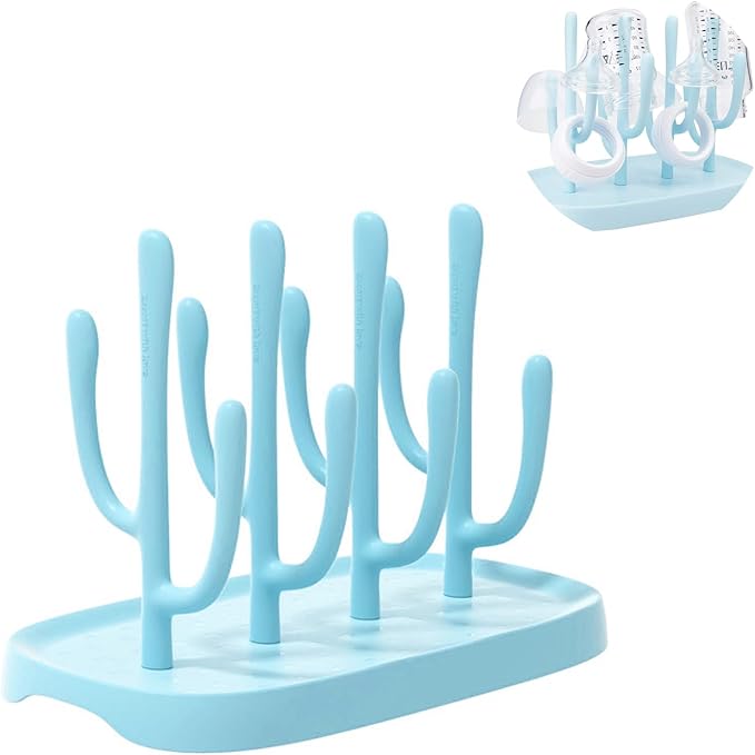 Baby Bottle Drying Rack - Space Saving, Portable Travel Rack for Baby Bottles and Accessories (Blue)
