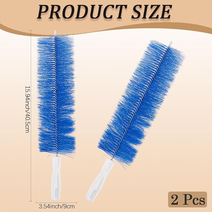 CREATCABIN 2Pcs Bendable Fan Duster Fan Cleaner Brush Blue Nylon Multifunctional Reusable Washable Flexible Microfiber Head Dust Collector Cleaning Brushes for Ceiling Fans Curtains Cars 15.8" x 3.2"